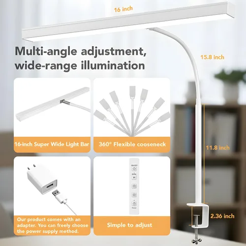 Miniatura 3 de Lámpara de escritorio LED para oficina y hogar, lámpara para el cuidado de los ojos con función de control remoto de 10 metros, 5 modos, 10 niveles