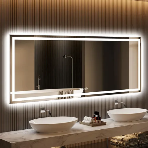 Miniatura 16 de Espejo de baño LED de 24 x 32 pulgadas, espejo de baño antivaho con luces, espejos de tocador iluminados montados en la pared, regulable