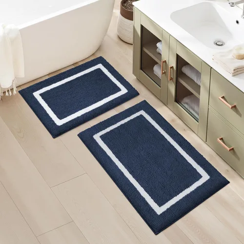 Miniatura 11 de HOMEIDEAS - Juego de alfombras para baño (2 piezas), de microfibra súper suave y absorbente, con borlas, antideslizantes y lavables a máquina