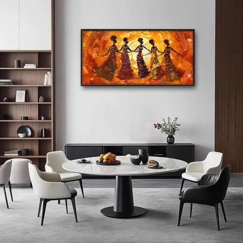 Miniatura 2 de Quorin Arte de Pared Grande Afroamericano Abstracto de Chica Negra Mujer Imágenes de Danza Decoración de Pared Retro Étnico Impresión en Lienzo