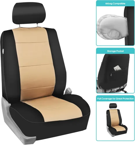 Miniatura 2 de FH Group Juego completo de fundas de neopreno impermeables para asiento de automóvil, de tres filas y 7 plazas, listas para bolsa de aire