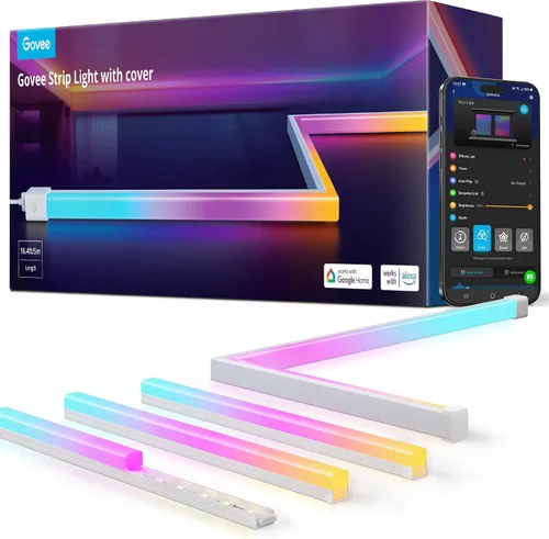 Miniatura 9 de Govee RGBIC - Tira de luces LED de 9.8 pies con cubiertas, luces LED inteligentes que funcionan con Alexa y Google Assistant, canal difusor