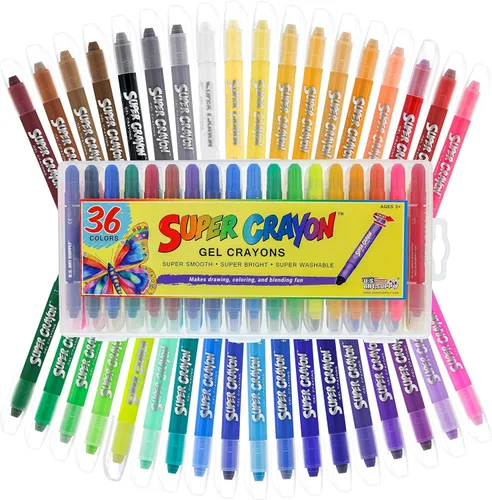 U.S. Art Supply Juego de 36 crayones giratorios jumbo de 36 colores, crayones lavables de gel sedoso para libros de colorear, artes y manualidades,
