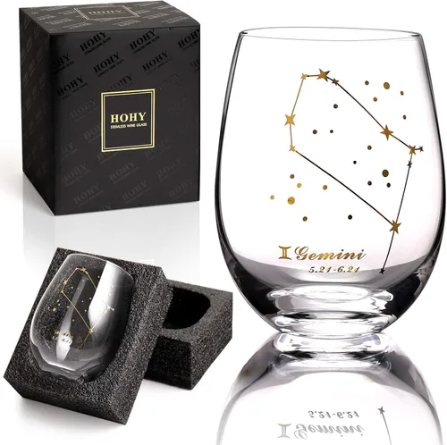 Miniatura 8 de HOHY Copa de vino del zodiaco Aries de 20 onzas, Horóscopo de cumpleaños del zodiaco Aries, regalos de vino para mujeres, copa de vino