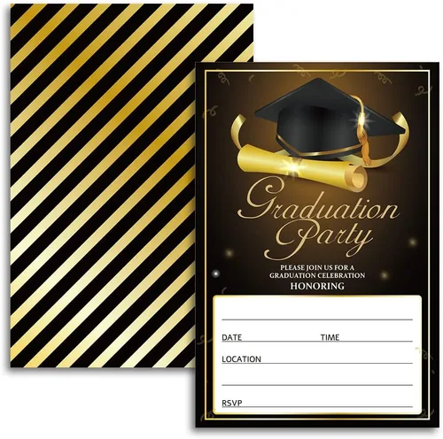FujLoy 20 tarjetas con sobres, invitaciones para fiestas de graduación 2025, 2025 universidad, escuela secundaria, celebración de graduación 005