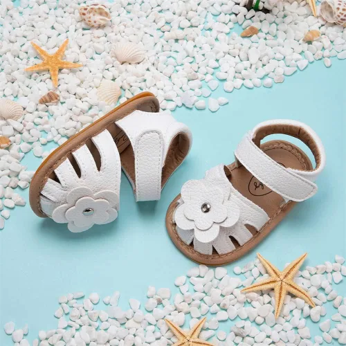 Miniatura 4 de Meckior Sandalias de verano con punta abierta y suave de piel sintética para bebés y niñas pequeñas