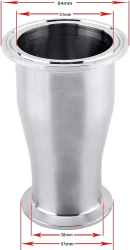 Miniatura 5 de Beduan Reductor Tri Clamp Férula Acero Inoxidable 304 Instalación Sanitaria Tubo de 2" OD a 1-1/2" Tubo OD (Paquete de 2)