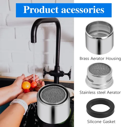 Miniatura 4 de 4 piezas de filtro de fregadero de baño aireador de grifo de cocina con carcasa de latón rosca hembra 55/64 pulgadas aireador para fregadero filtro