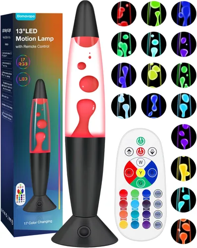 Lámparas de movimiento líquido negras de 17 colores que cambian con control remoto, luz nocturna LED de 13.5 pulgadas para niños y adultos, lámpara