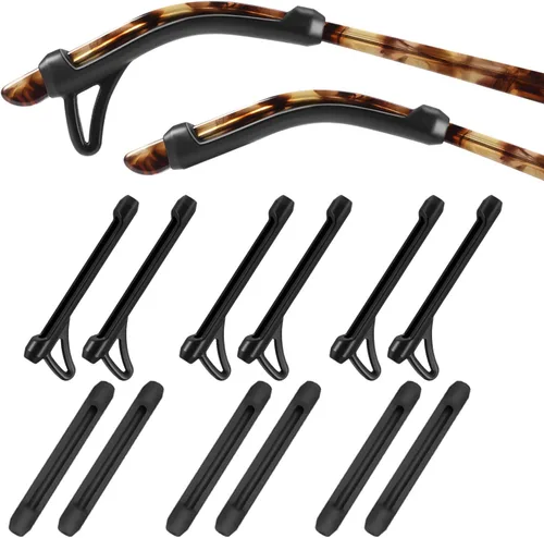 SMARTTOP - Fundas de orejas antideslizantes para gafas, sujetadores de orejas de silicona suave para hombres, mujeres y niños, para deportes, Negro