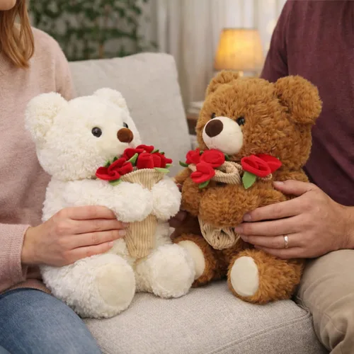 Miniatura 8 de Ramo de peluche de oso de peluche, ramo de peluche de rosas, sombrero de flores romántico, peluche de oso, perfecto como cumpleaños y vacaciones