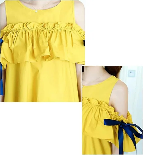 Miniatura 4 de Ropa anti-radiación, vestidos de maternidad para embarazadas, faldas superiores de protección de doble capa EMF Shield Shield*1, mediano, amarillo