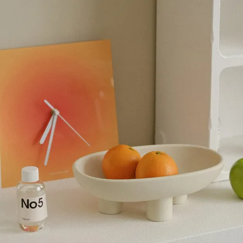 Miniatura 7 de WENSHUO Frutero de cerámica de tres patas para encimera de cocina, cuenco decorativo para decoración de mesa, cuencos grandes ovalados de 10 Crema