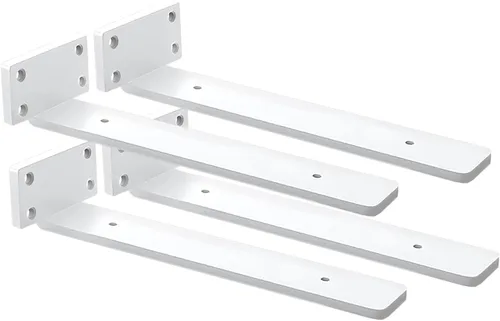 Miniatura 21 de Paquete de 4 soportes de estante flotantes de 8 pulgadas, soporte de estante oculto de 1/5 pulgadas de grosor, soportes de metal de hierro