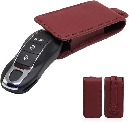 Miniatura 8 de AeroBon Funda de Cuero Genuino para Llaves Bolsa de Cuero para Llaves Compatible con Llavero Porsche (Beige)