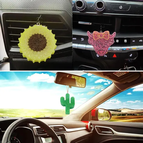 Miniatura 4 de YILIN Juego de 3 moldes para ventilación de automóvil, cactus de girasol pequeño y vaca de las tierras altas para principiantes de automóvil