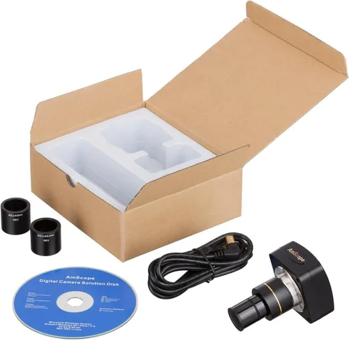 Miniatura 2 de AmScope MU500-CK - Cámara de microscopio USB de 5.0 MP con software y kit de calibración, compatible con Windows XP/Vista/7/8/10 y Mac OSX
