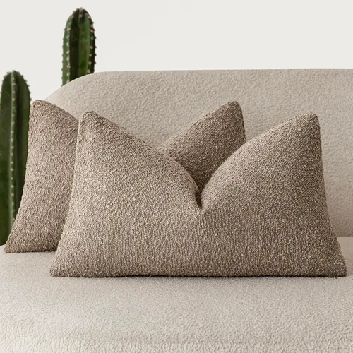Miniatura 84 de Foindtower - Juego de 2 fundas decorativas de textura de bucle, fundas de almohada acentuadas, fundas de cojín sólidas, neutrales, para sofá, silla