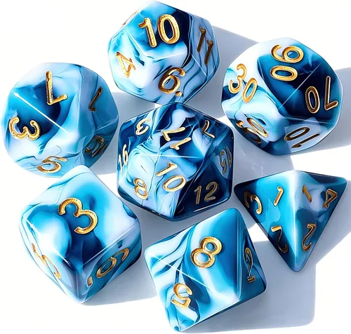 Miniatura 14 de CiaraQ DND - Juego de dados poliédricos con una bolsa de dados negra para juegos de mesa de rol D&D RPG MTG Rojo mezclado azul+purpurina