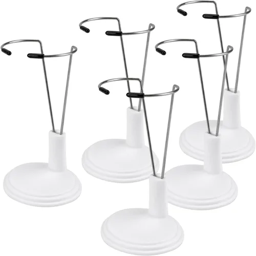 5pcs Doll Stand Display Holder, Stand Action Figure Display Rack, Doll Bracket Support Portable for Decoration Home Store Market (White)