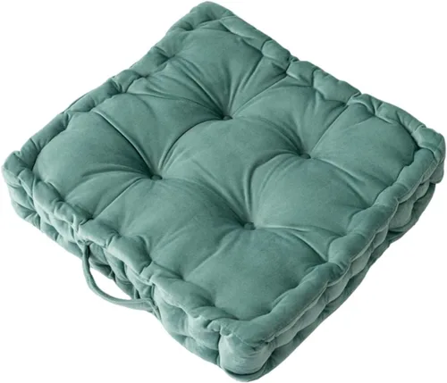 Miniatura 14 de Cojines cuadrados para asiento de suelo, cojín de asiento de silla de tatami de color sólido con asa, cojín de terciopelo portátil grueso para yoga