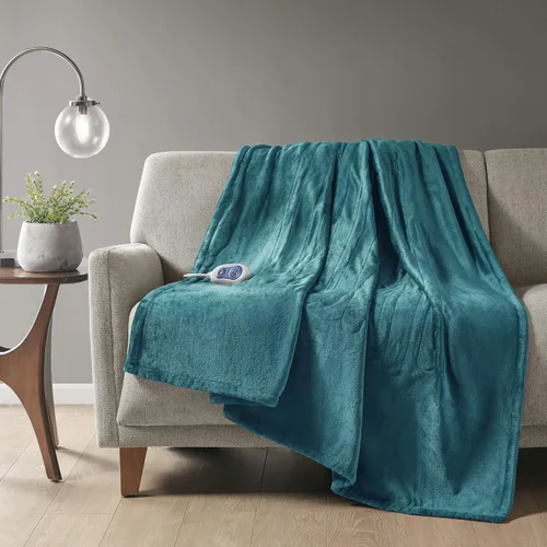 Manta eléctrica térmica Beautyrest para clima frío, manta térmica de calentamiento rápido, apagado automático, prácticamente cero EMF, configuración