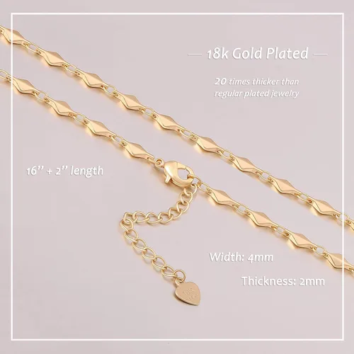 Miniatura 3 de Gargantilla de oro de 18 quilates, joyería delicada para mujeres de 16 pulgadas, con dije, cadena de eslabones