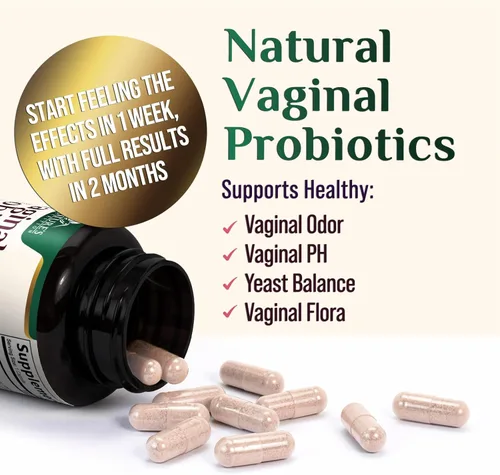 Miniatura 5 de Probióticos vaginales para mujeres, equilibrio de pH con prebióticos y lactobacilos, 50 mil millones de UFC por cápsula, suplementos de salud