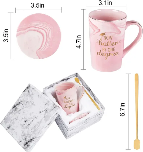 Miniatura 6 de YHRJWN Regalos de Graduación de Navidad, Taza de Café Now Hotter By One Degree, Regalos de Graduación de Navidad para Ella Chicas Amigas, Taza