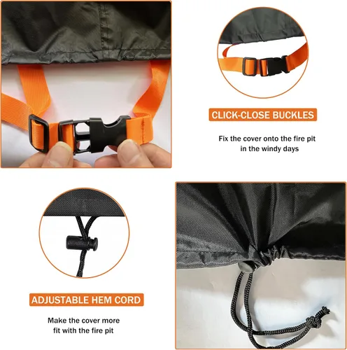 Miniatura 6 de Cubierta para hoguera, resistente al aire libre, 600D, 100% impermeable, cubierta cuadrada para hoguera, resistente a la intemperie, 30 pulgadas