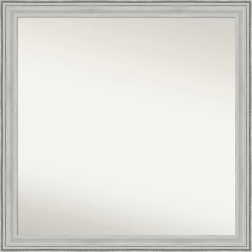 Miniatura 373 de Amanti Art Espejo de baño plateado para sobre fregadero, 25 x 25 pulgadas, espejo de tocador cuadrado estrecho de níquel cepillado, marco de madera