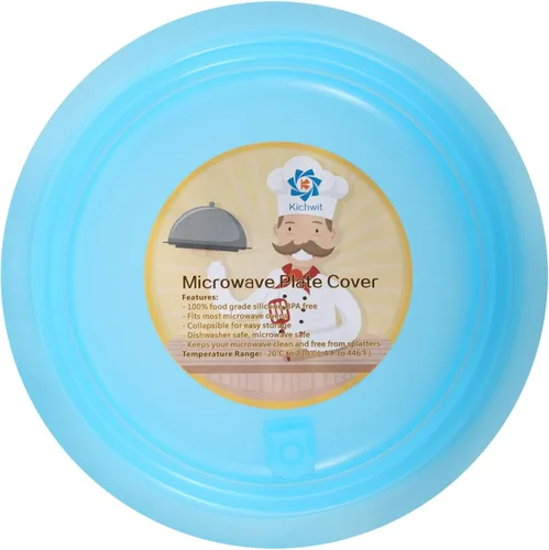 Miniatura 7 de Kichwit, cubierta de plato para microondas de silicona plegable, apta para lavavajillas y sin BPA, azul, 10.2