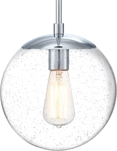 Miniatura 10 de Design House Gracelyn 588509-PC - Colgante regulable con 1 luz, globo de cristal transparente y semillero, cromo pulido