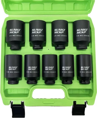 Miniatura 8 de SUNHZMCKP Juego de llaves de impacto de 1/2 pulgada, 66 piezas SAE estándar (3/8"-1-1/4") y métricas (8-24mm), kit de dados poco profundos/profundos