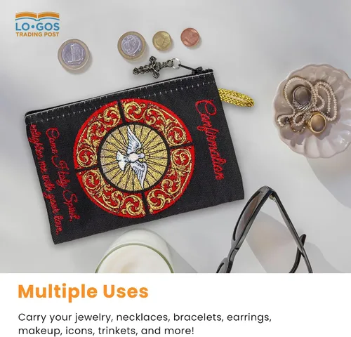 Miniatura 27 de Bolsa de rosario católico, estuche de rosario de bautismo para niños con números 6:24-26, versículo de la Biblia, 4 x 6 pulgadas, joyería y monedero