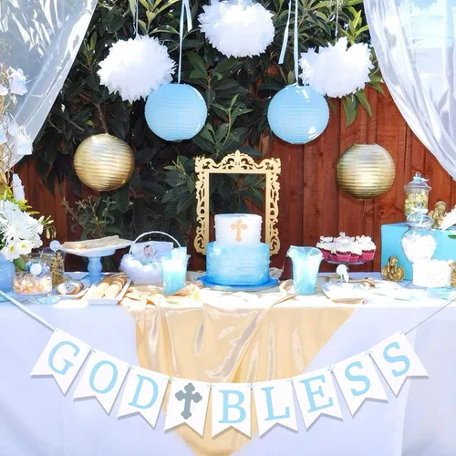 Miniatura 5 de WAUAO Cartel de God Bless – Bautismo, baby shower, primera comunión, decoración de fiesta de accesorios de fotos