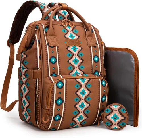 Miniatura 16 de Montana West Wrangler Bolsa Mochila para Pañales Mochila de Viaje Azteca Carteras Occidentales Multifunción Bolsas para Bebé para Mamá con Bolsillos
