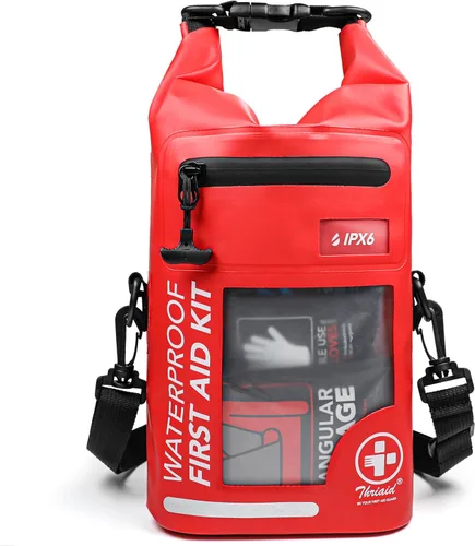 Miniatura 10 de Kit de primeros auxilios impermeable de 152 piezas, bolsa seca portátil para botes pequeños, bolsa de evacuación, kit médico de emergencia ideal
