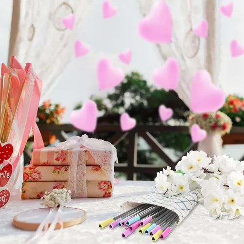 Miniatura 6 de Jutom Paquete de 8 pajitas de metal con forma de corazón, reutilizables, de acero inoxidable con puntas de silicona, lindas con 2 cepillos
