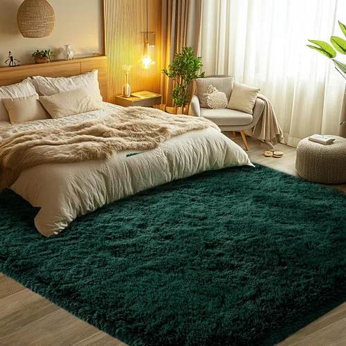 Miniatura 22 de Alfombras para dormitorio de niñas sala de estar: alfombra de área peluda de 5 x 7 para sala de juegos de niños, alfombra peluda de felpa pastel