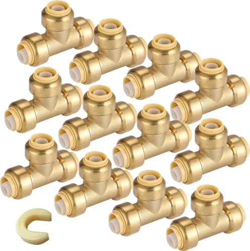 Miniatura 18 de Paquete de 12 acoplamientos rectos Pushfit de 1/2 pulgada, acoplamiento a presión de latón PEX con clip de desconexión, accesorios de plomería a