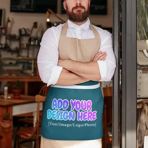 Miniatura 37 de AXKEUDO Delantal personalizado con bolsillos, delantales de cintura para camarera para cocinar en casa, restaurante, servir trabajo
