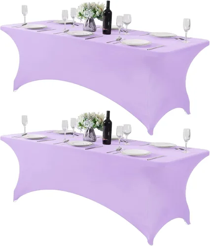 Miniatura 101 de Mantel de elastano para mesas de 4, 6 u 8 pies, mantel elástico universal ajustable para fiestas, banquetes, bodas y eventos - Verde manzana