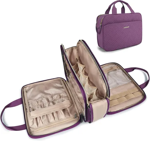Miniatura 12 de BAGSMART Neceser grande, organizador de maquillaje de viaje, resistente al agua, bolsa de cosméticos para maquillaje, bolsa de viaje