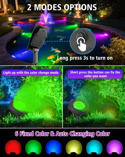 Miniatura 4 de Focos solares para exteriores, impermeables, IP68, 3 en 1, LED que cambian de color, luces solares de paisaje, 2 modos de luz, luces de camino