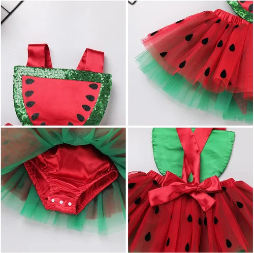 Miniatura 6 de AWIBMK Baby Girls 1st 2nd Birthday Outfit Sequin Tulle Ruffle Sleeveless Backless Princess Party Tutu Dress with Headband