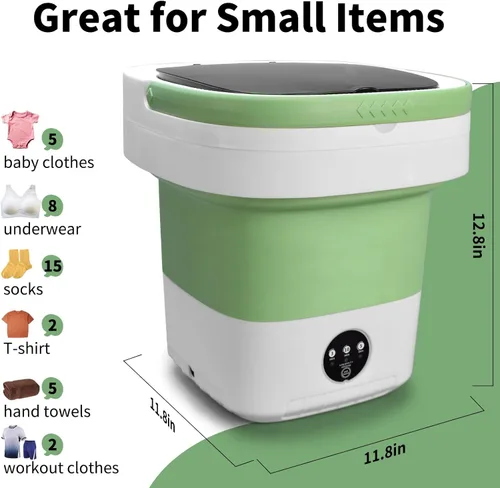 Miniatura 3 de Lavadora portátil, 20 litros mejorada con cesta giratoria, 3 modos de limpieza profunda, lavandería plegable pequeña mejorada para hotel