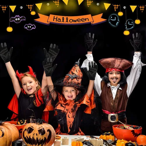 Miniatura 2 de Halloween Skeleton Gloves Touchscreen, Breathable Skull Gloves Cycling Anti-Slip Bone Halloween Costumes Gift
