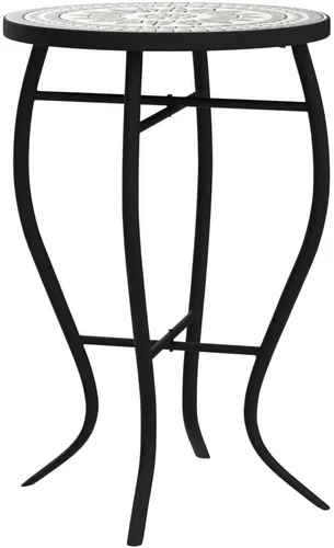 Miniatura 5 de Vipush Mesa auxiliar de mosaico para patio, mesa de centro para exteriores, mesa de centro bistró, soporte para plantas, mesa auxiliar redonda