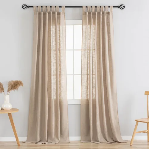 Miniatura 11 de Cortinas semitraslúcidas de lino con pestaña superior, filtrantes de luz, elegantes cortinas y cortinas para sala de estar de 52 x 63 pulgadas